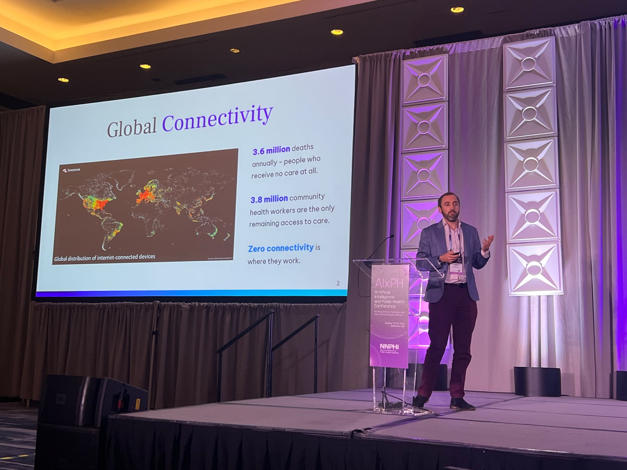 PocketSage presenter discussing global connectivity